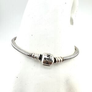Pandora 925 Authentic Sterling Silver Snake Chain Charm 6.25” Bracelet
